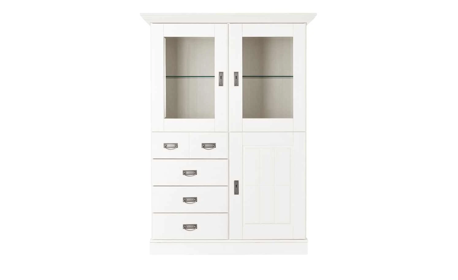 maison bleue Highboard Florian | Weiß Türen mit Glaseinsatz 3 maison bleue Highboard Florian | Weiß Türen mit Glaseinsatz – Bild 3