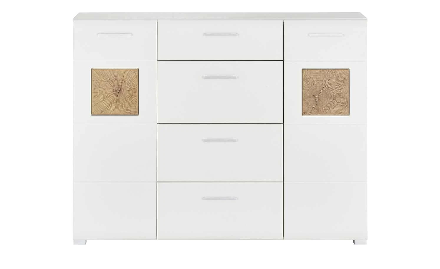 Kommode Cortina | 140|cm Weiß / Hirnholz (Nachbildung) 2 Kommode Cortina | 140|cm Weiß / Hirnholz (Nachbildung) – Bild 2