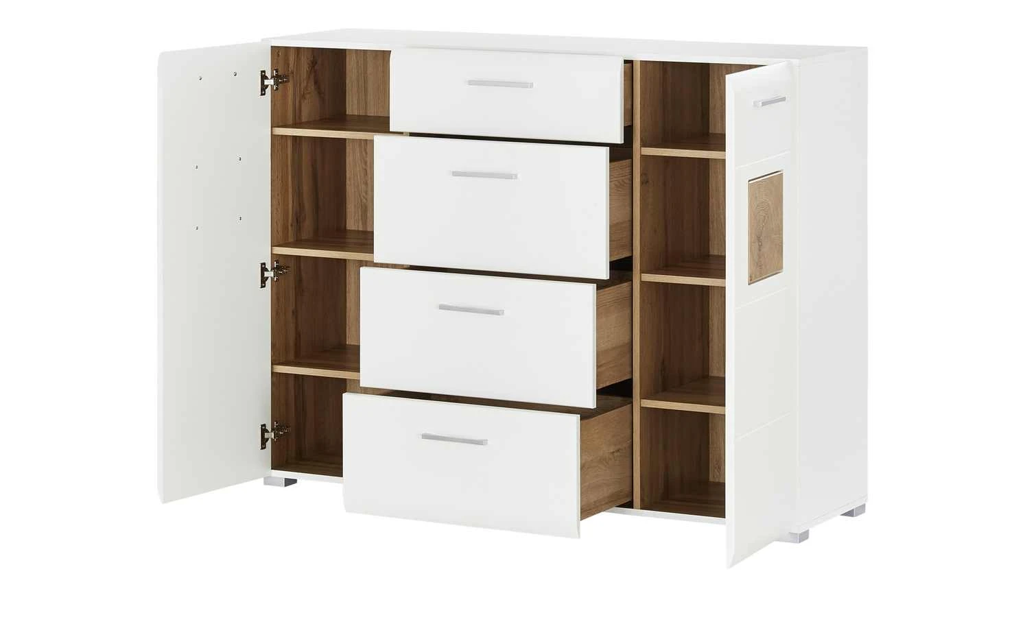 Kommode Cortina | 140|cm Weiß / Hirnholz (Nachbildung) 7 Kommode Cortina | 140|cm Weiß / Hirnholz (Nachbildung) – Bild 7