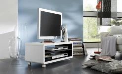 TV-Lowboard Corvara | Weiß / Schwarz