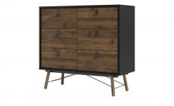 Kommode Rye | Walnuss (Nachbildung) / Schwarz 102|cm