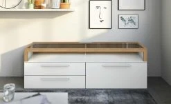 Gallery M TV-Lowboard Arrive | Weiß / Eiche Ausrichtung rechts