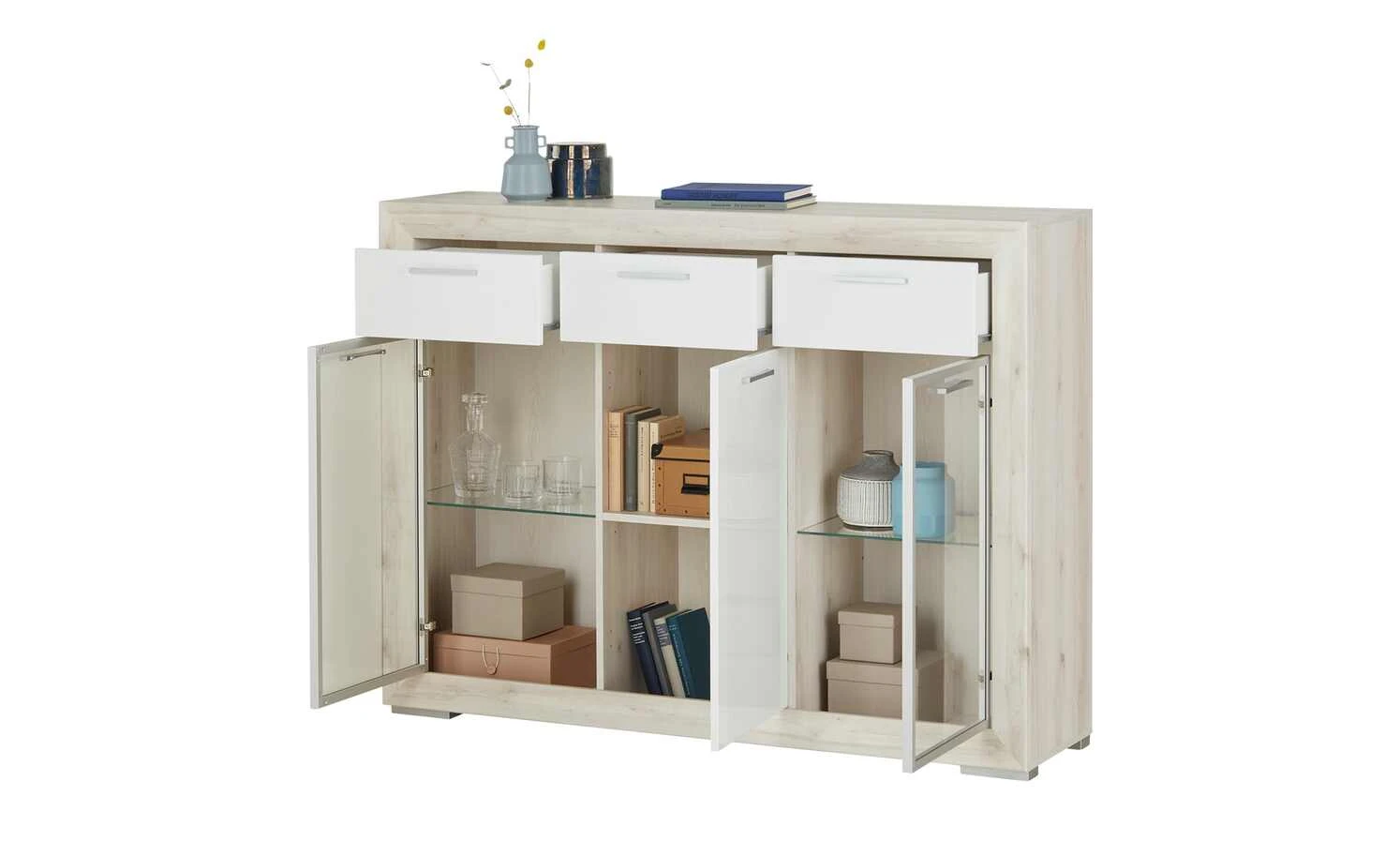 Highboard Fiesta | Eiche hell (Nachbildung) / Weiß 12 Highboard Fiesta | Eiche hell (Nachbildung) / Weiß – Bild 12