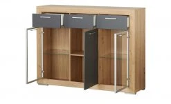 Highboard Fiesta | Asteiche (Nachbildung) / Grau -Komm Store 13206544 13 202206222231