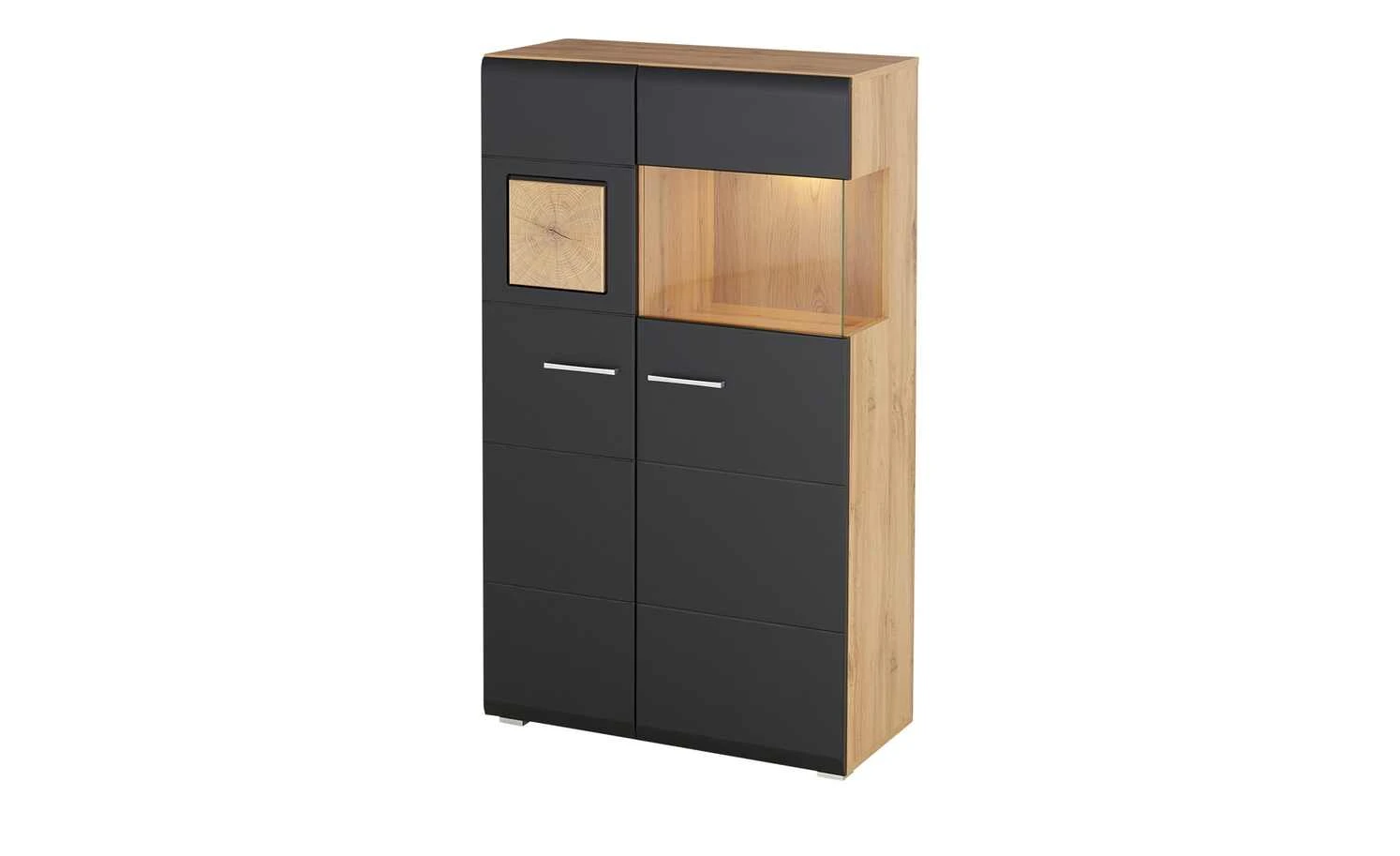 Vitrine Cortina | Schwarz / Eiche Altholz (Nachbildung) 1 Vitrine Cortina | Schwarz / Eiche Altholz (Nachbildung)