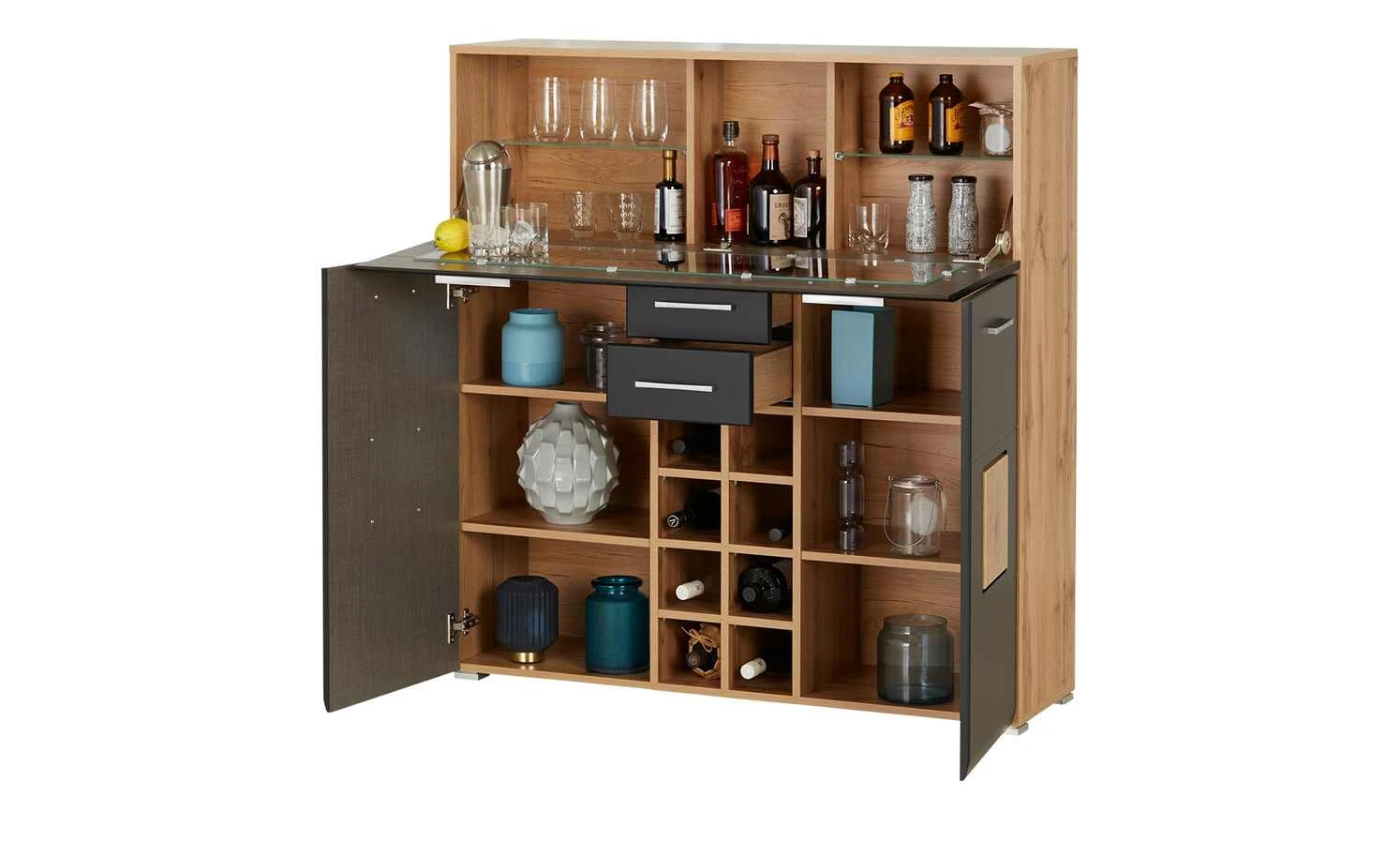Barschrank Cortina | Eiche Altholz (Nachbildung) / Schwarz 3 Barschrank Cortina | Eiche Altholz (Nachbildung) / Schwarz – Bild 3