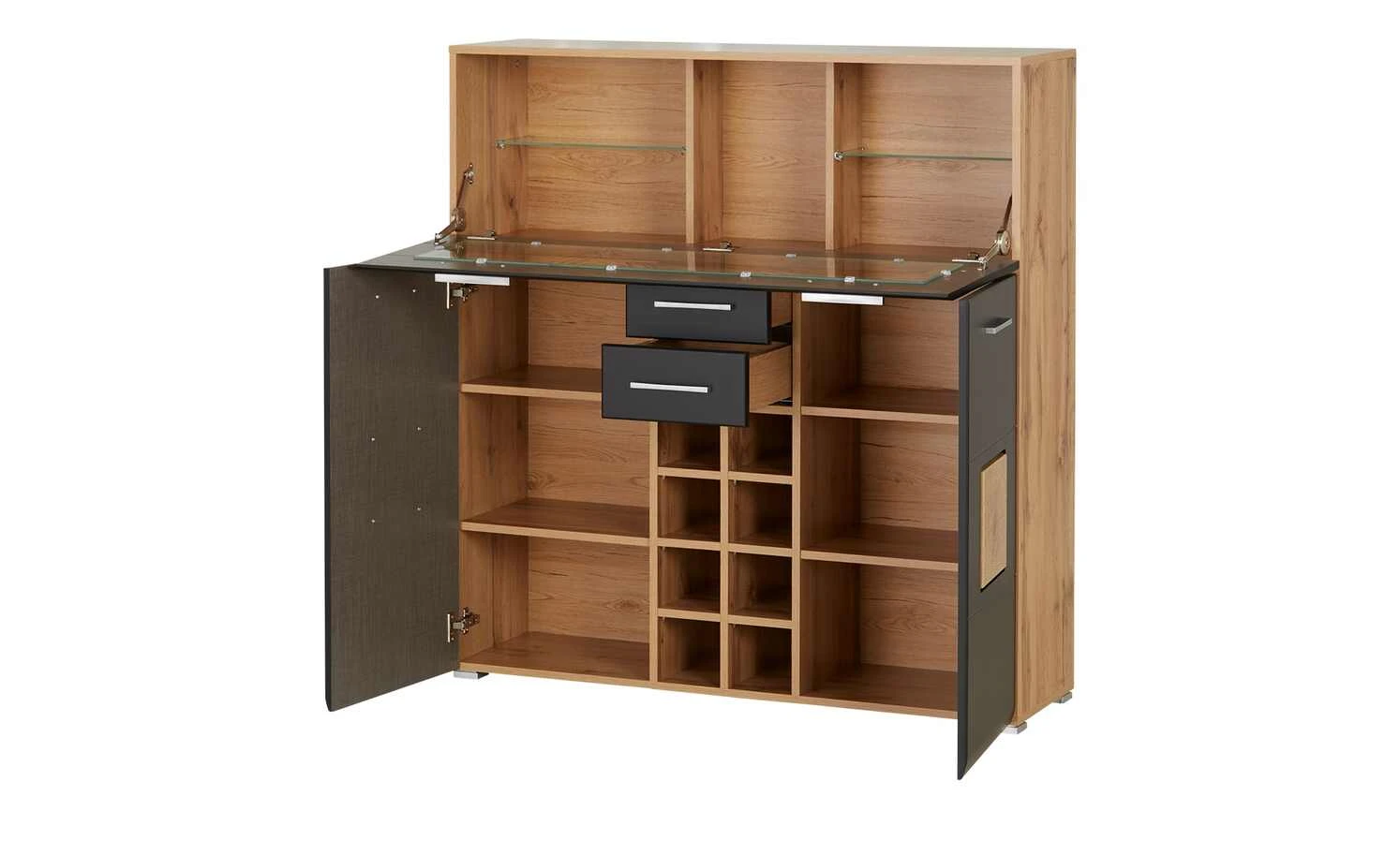 Barschrank Cortina | Eiche Altholz (Nachbildung) / Schwarz 4 Barschrank Cortina | Eiche Altholz (Nachbildung) / Schwarz – Bild 4
