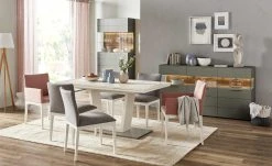 Berger & Rath Sideboard Claro | Londra (Hellgrau) Sichtbare Rückwand: Wildeiche gesandstrahlt