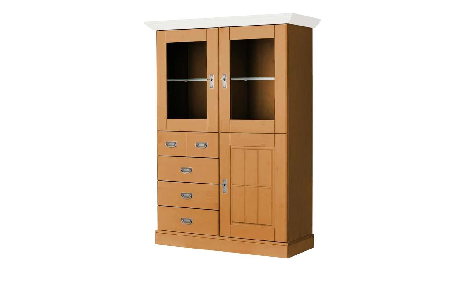 maison bleue Highboard Florian | bernsteinfarben / Weiß Türen mit Glaseinsatz 1 maison bleue Highboard Florian | bernsteinfarben / Weiß Türen mit Glaseinsatz