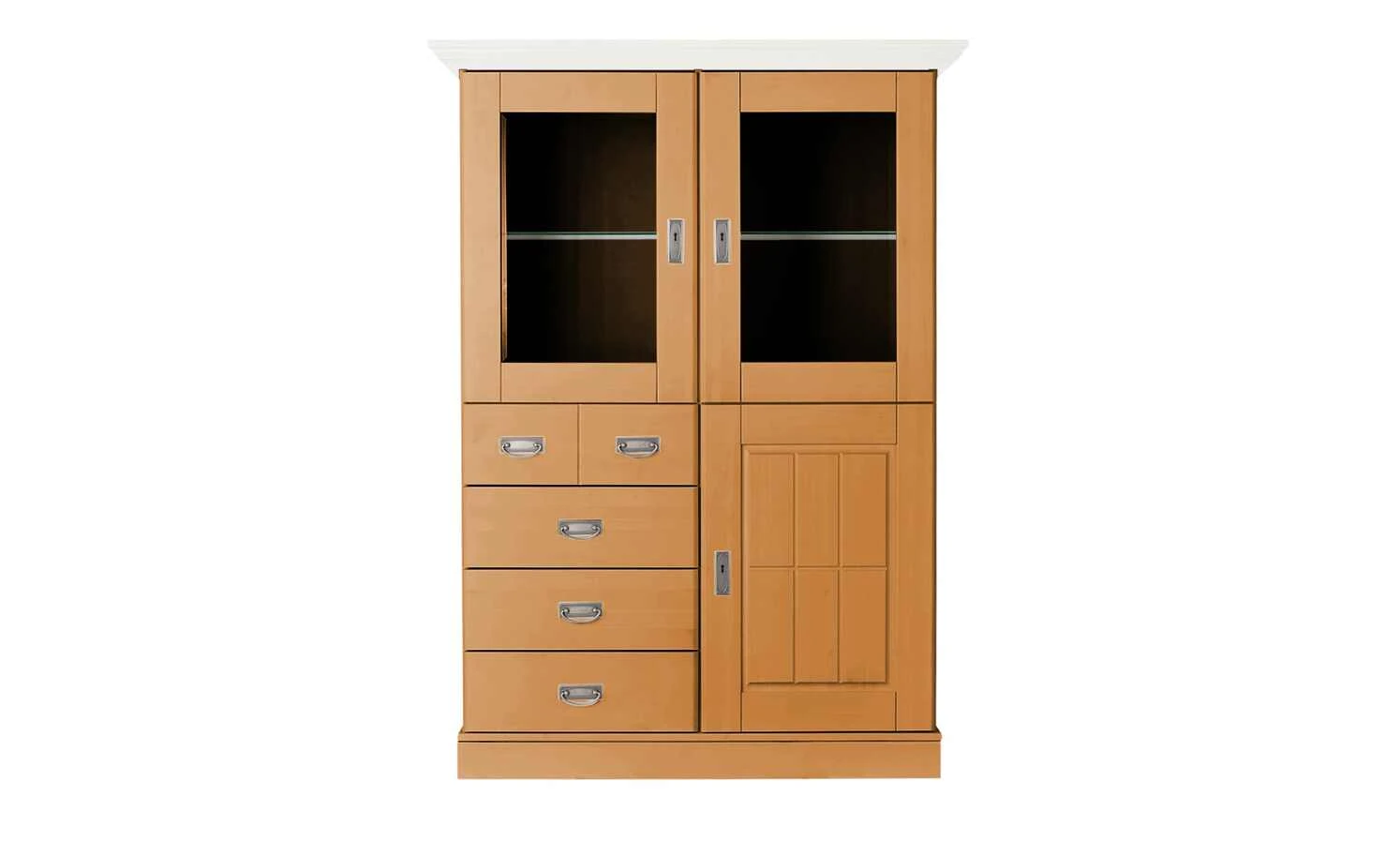 maison bleue Highboard Florian | bernsteinfarben / Weiß Türen mit Glaseinsatz 4 maison bleue Highboard Florian | bernsteinfarben / Weiß Türen mit Glaseinsatz – Bild 4