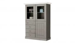 maison bleue Highboard Florian | Grau / Weiß Türen mit Glaseinsatz -Komm Store 13231817 2 202108131411