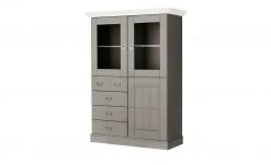 maison bleue Highboard Florian | Grau / Weiß Türen mit Glaseinsatz