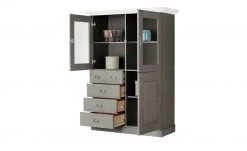 maison bleue Highboard Florian | Grau / Weiß Türen mit Glaseinsatz -Komm Store 13231817 9 202108131411