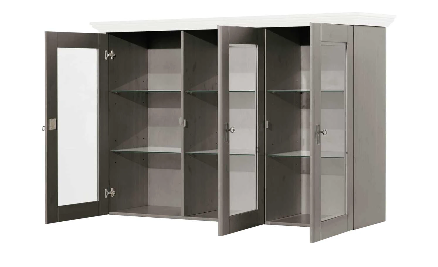 maison bleue Vitrinenaufsatz für Sideboard Florian | Grau / Weiß 2 maison bleue Vitrinenaufsatz für Sideboard Florian | Grau / Weiß – Bild 2