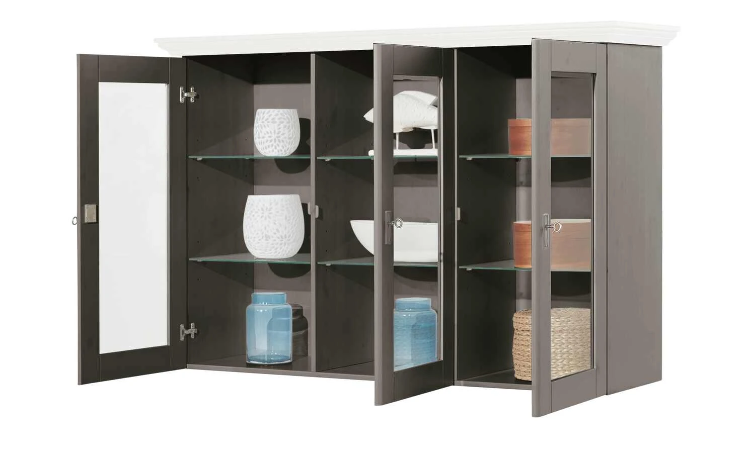 maison bleue Vitrinenaufsatz für Sideboard Florian | Grau / Weiß 8 maison bleue Vitrinenaufsatz für Sideboard Florian | Grau / Weiß – Bild 8