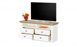 maison bleue TV-Element Petit Chalet | 119|cm Weiß / Asteiche -Komm Store 13232331 9 202206231234