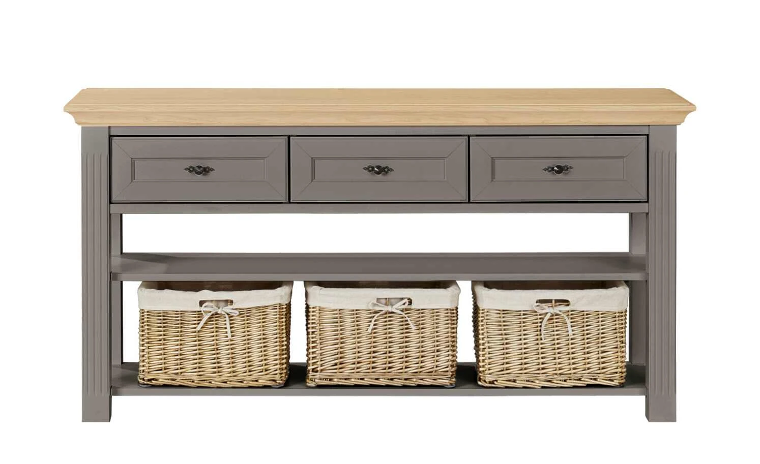 maison bleue Anrichte Petit Chalet | Graphit (Grau) / Asteiche mit Flechtkörben 2 maison bleue Anrichte Petit Chalet | Graphit (Grau) / Asteiche mit Flechtkörben – Bild 2