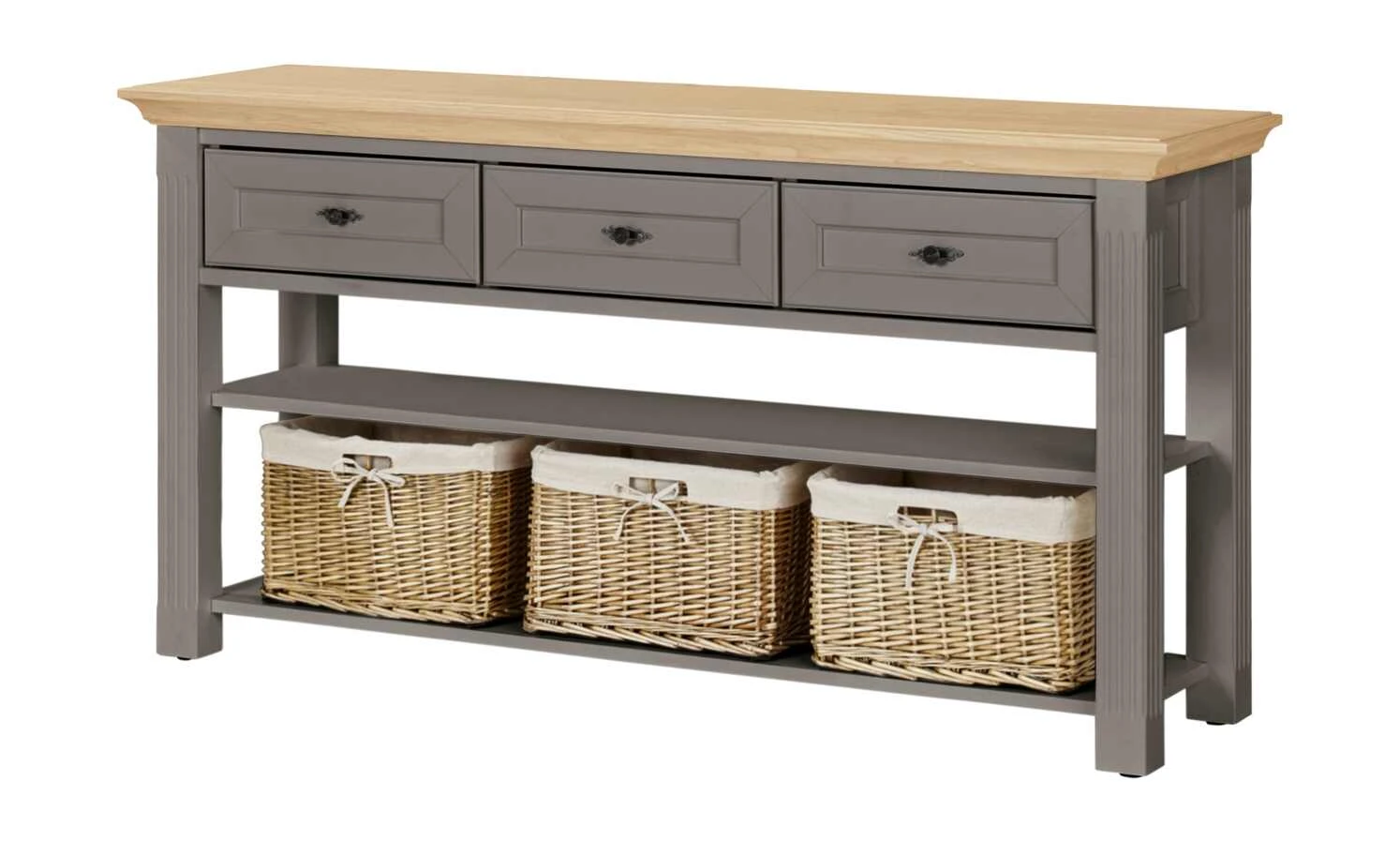 maison bleue Anrichte Petit Chalet | Graphit (Grau) / Asteiche mit Flechtkörben 1 maison bleue Anrichte Petit Chalet | Graphit (Grau) / Asteiche mit Flechtkörben