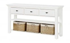 maison bleue Anrichte Petit Chalet | Weiß / Weiß mit Flechtkörben