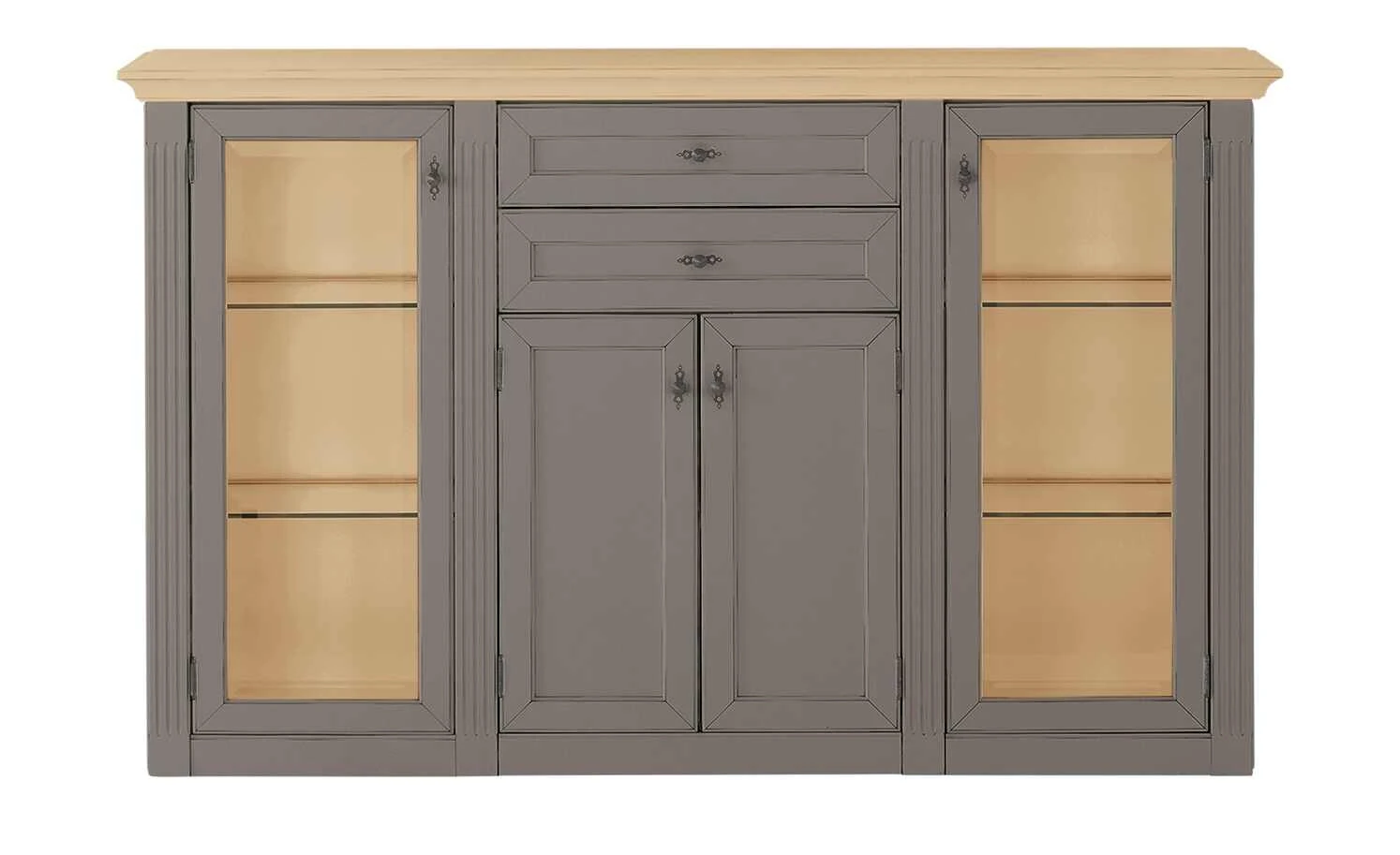 maison bleue Highboard Petit Chalet | Graphitgrau / Asteiche mit Glastüren 11 maison bleue Highboard Petit Chalet | Graphitgrau / Asteiche mit Glastüren – Bild 11