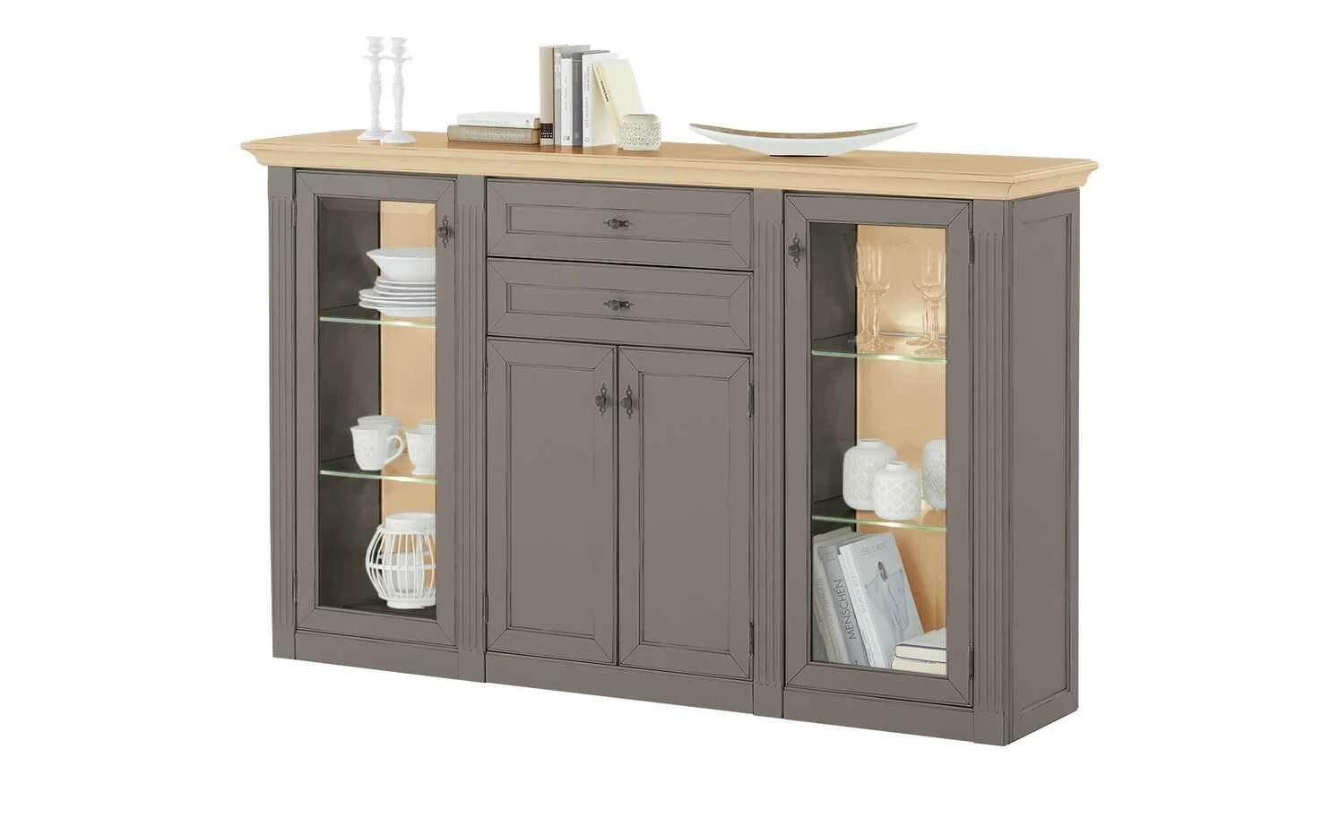 maison bleue Highboard Petit Chalet | Graphitgrau / Asteiche mit Glastüren 14 maison bleue Highboard Petit Chalet | Graphitgrau / Asteiche mit Glastüren – Bild 14