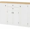 maison bleue Highboard Petit Chalet | Weiß / Asteiche mit Holztüren