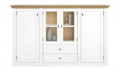maison bleue Highboard Petit Chalet | Weiß / Asteiche mit Holzboden -Komm Store 13232374 13 202207082231