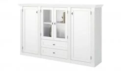 maison bleue Highboard Petit Chalet | Vintage Weiß mit Holzboden