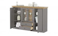 maison bleue Highboard Petit Chalet | Graphitgrau / Asteiche mit Glasboden -Komm Store 13232380 3 202207111247
