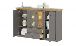 maison bleue Highboard Petit Chalet | Graphitgrau / Asteiche mit Glasboden -Komm Store 13232380 4 202207111247