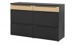 now! by hülsta Sideboard now! touch | Schwarz / Samteiche Natur (Nachbildung) 141|cm
