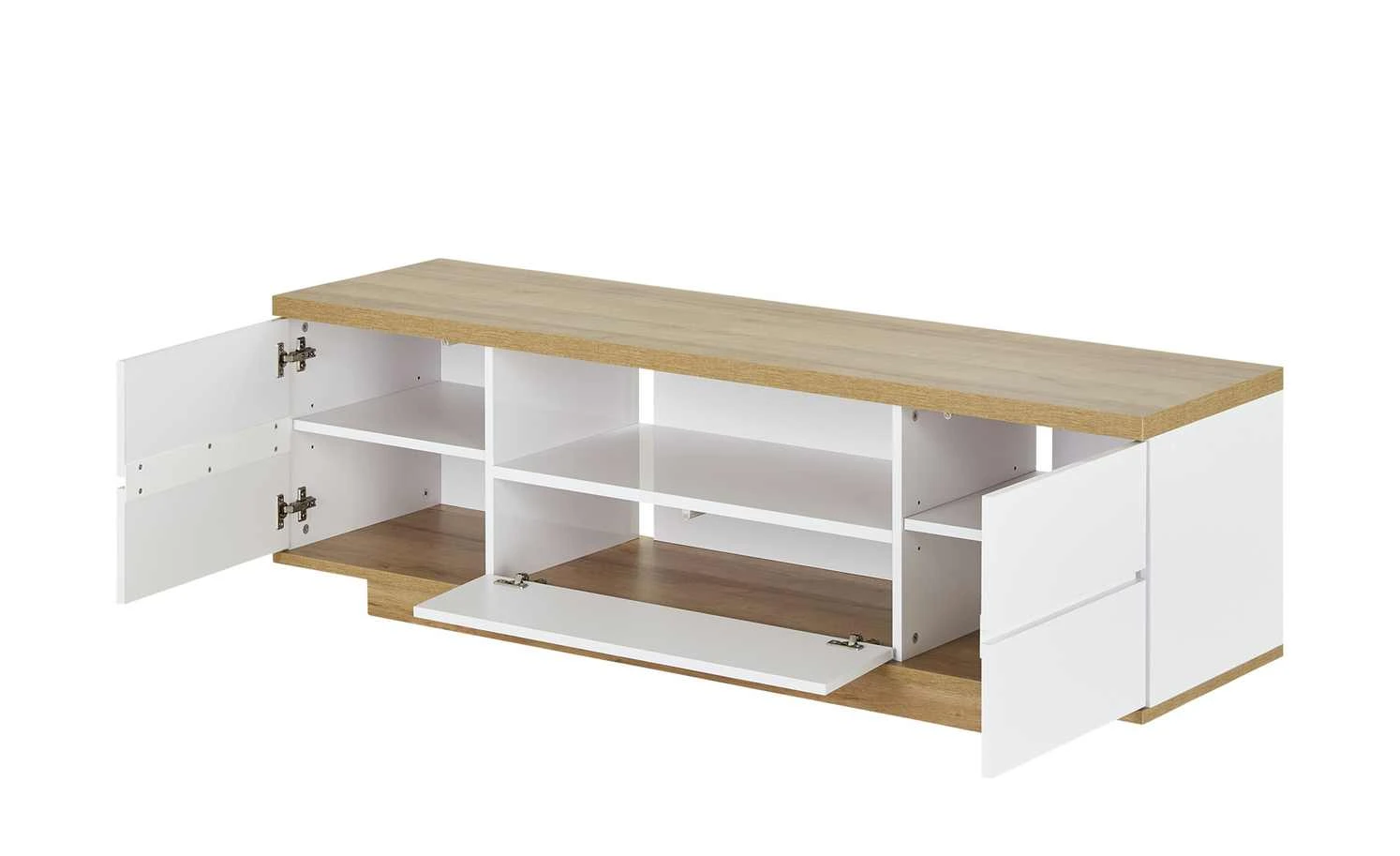 TV-Lowboard Meßbach II | Weiß / Riviera Eiche (Nachbildung) 2 TV-Lowboard Meßbach II | Weiß / Riviera Eiche (Nachbildung) – Bild 2