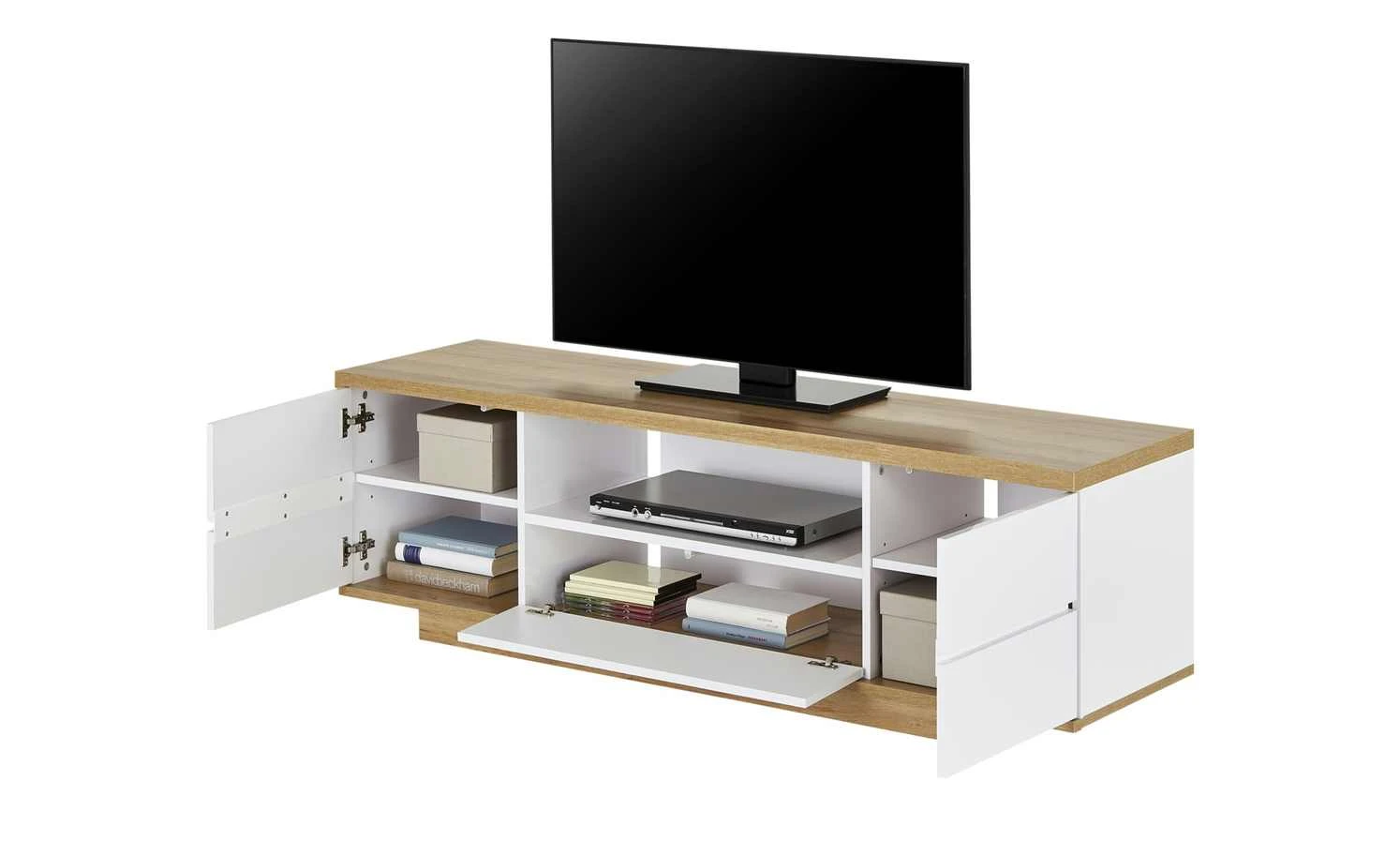 TV-Lowboard Meßbach II | Weiß / Riviera Eiche (Nachbildung) 3 TV-Lowboard Meßbach II | Weiß / Riviera Eiche (Nachbildung) – Bild 3