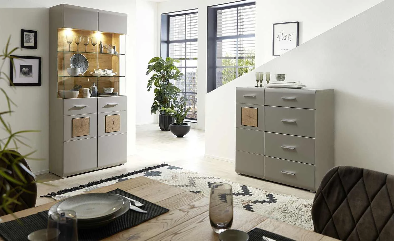 Kommode Cortina | 100|cm Basaltgrau / Hirnholz (Nachbildung) 1 Kommode Cortina | 100|cm Basaltgrau / Hirnholz (Nachbildung)