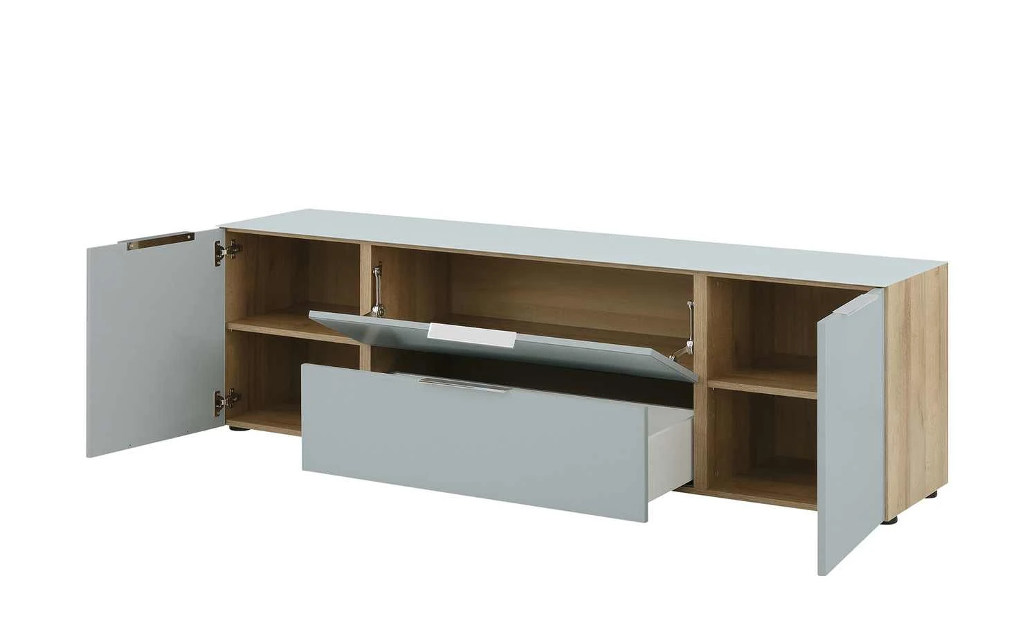 TV-Lowboard Vitreo | Riviera Eiche (Nachbildung) / Seidengrau 180,4|cm 4 TV-Lowboard Vitreo | Riviera Eiche (Nachbildung) / Seidengrau 180,4|cm – Bild 4