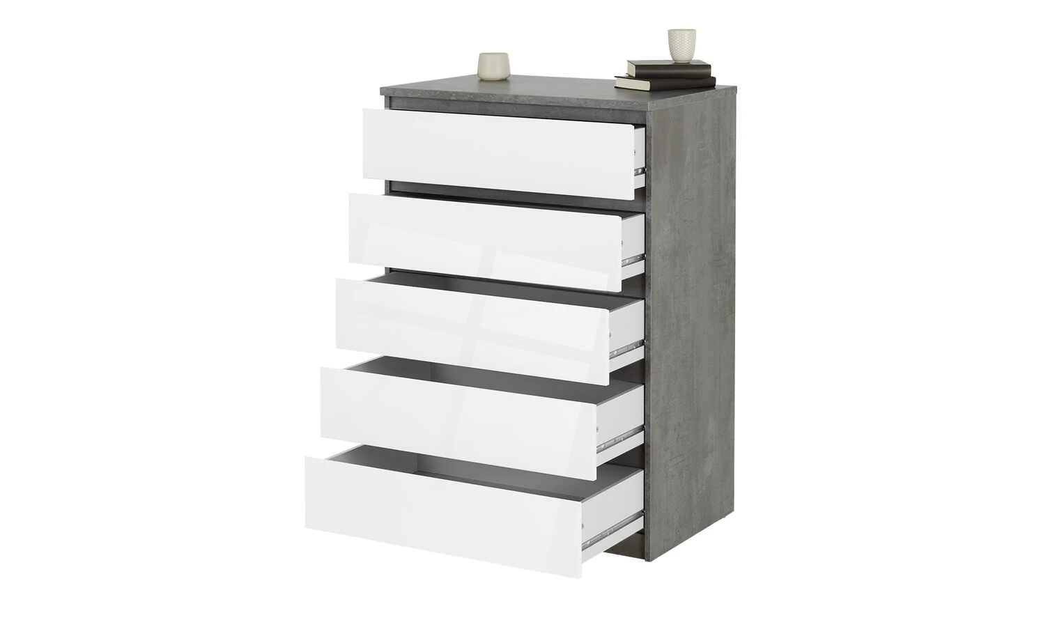 Kommode mit 5 Schüben Nardo | Beton (Nachbildung) / Weiß 111,3|cm 10 Kommode mit 5 Schüben Nardo | Beton (Nachbildung) / Weiß 111,3|cm – Bild 10