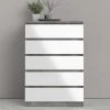 Kommode mit 5 Schüben Nardo | Beton (Nachbildung) / Weiß 111,3|cm