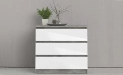 Kommode mit 3 Schüben Nardo | Beton (Nachbildung) / Weiß 70,1|cm