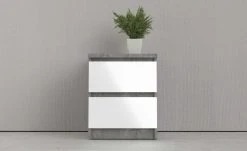Kommode mit 2 Schüben Nardo | 49,5|cm Beton (Nachbildung) / Weiß