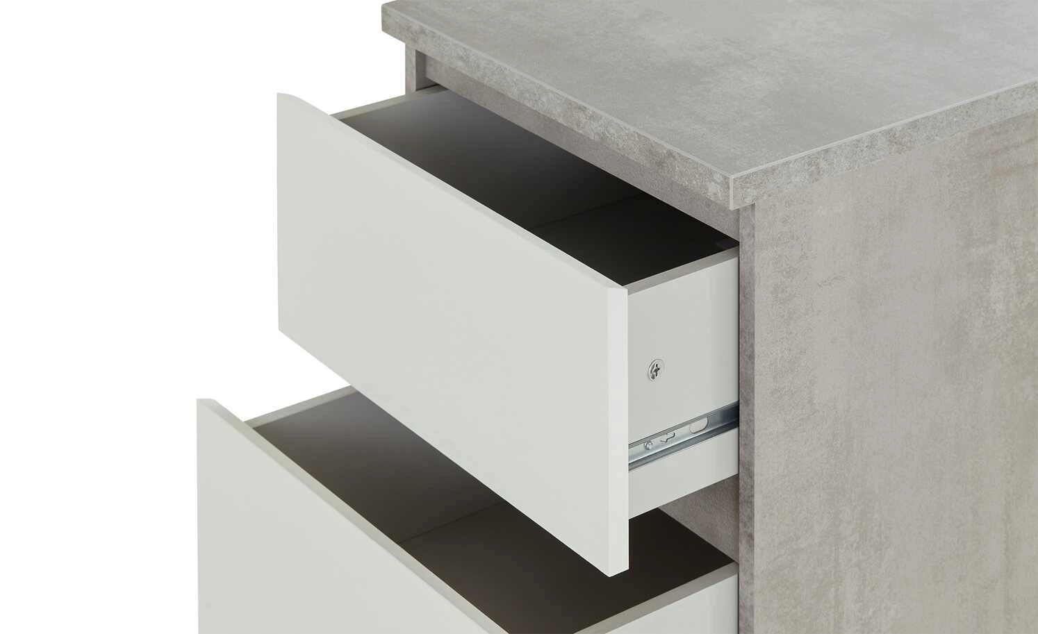 Kommode mit 3 Schüben Nardo | 70,1|cm Beton (Nachbildung) / Weiß 5 Kommode mit 3 Schüben Nardo | 70,1|cm Beton (Nachbildung) / Weiß – Bild 5