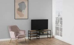 TV-Regal Seano | Wildeiche (Nachbildung) / Schwarz