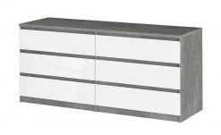 Sideboard mit 6 Schüben Nardo | Beton (Nachbildung) / Weiß