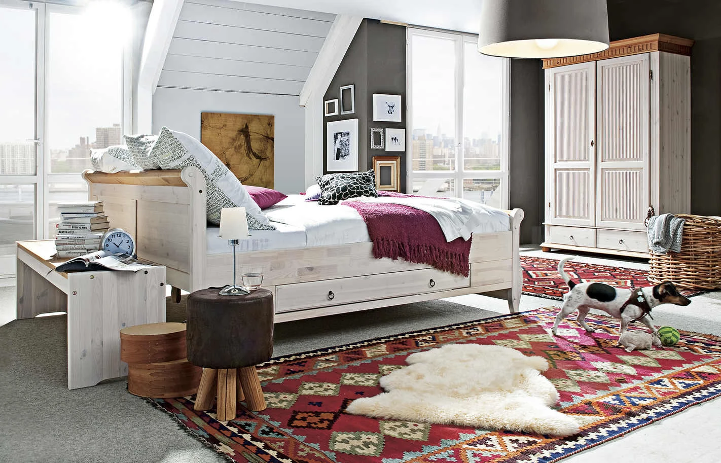 Nachtkommode Bornholm | Kiefer Weiß / Kiefer antikfarben 3 Nachtkommode Bornholm | Kiefer Weiß / Kiefer antikfarben – Bild 3