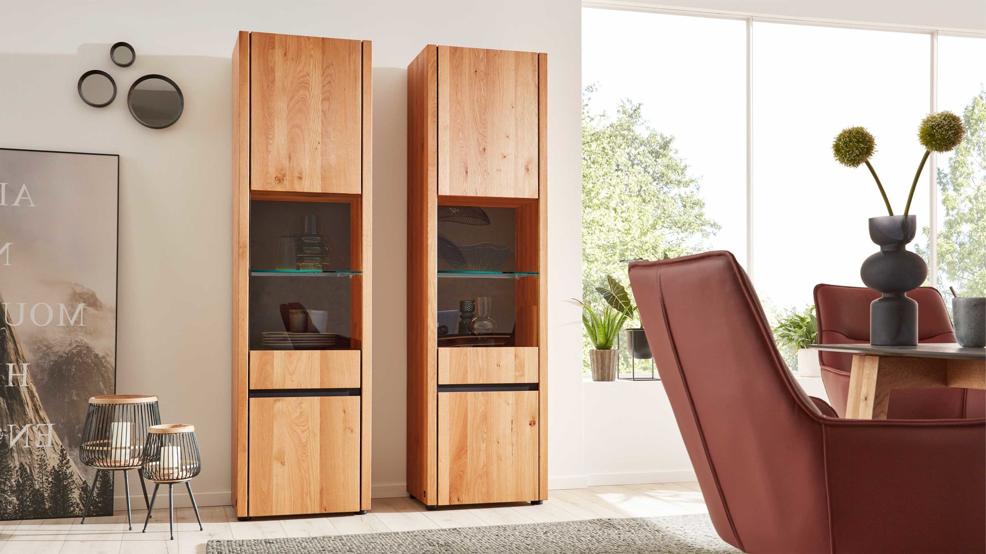 Komm Store -Komm Store Esszimmer Vitrine ALLE Vitrinen Vitrine Interliving aus Holz in Holzfarben Interliving Esszimmer Serie 5603 Vitrine 3764 Wildeiche eine Tuer links guenstiger